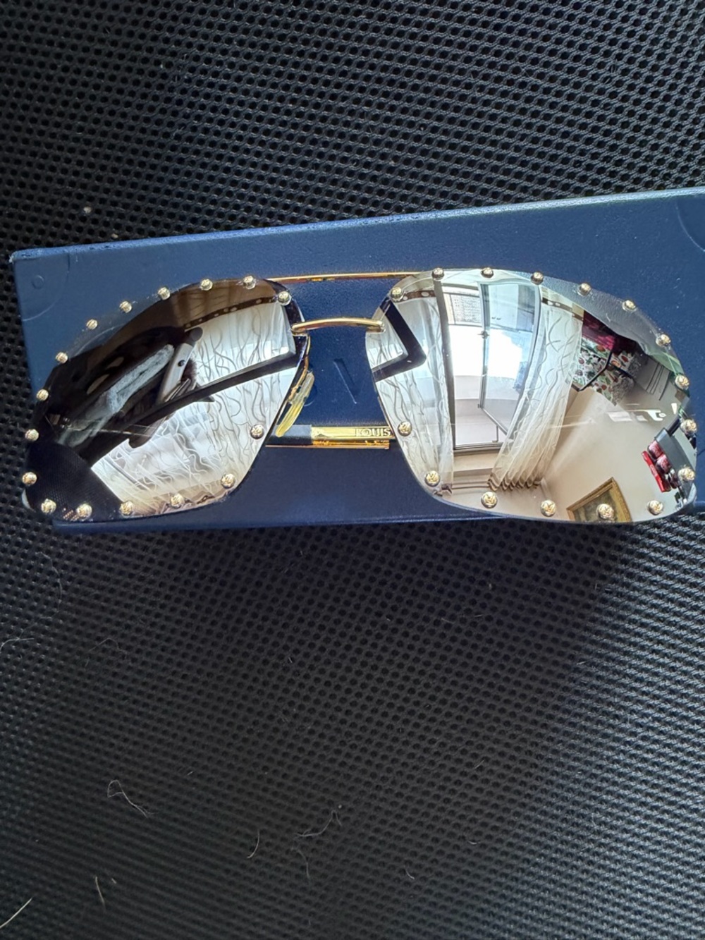 Louis Vuitton Gold-Stud Rimless Sunglasses with Gray Lenses - Picture 4 of 5